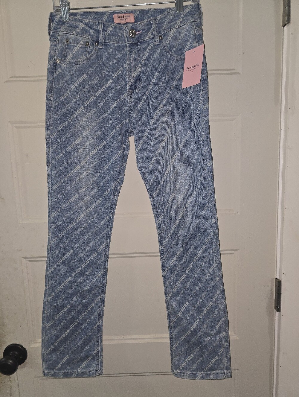 KIDS Juicy Couture Light Blue Logo-Print Straight-Leg Jeans NWT Sz 14